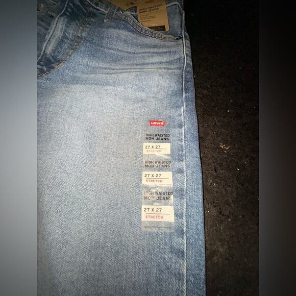 NEW LEVI’S HIGH WAISTED MOM DENIM BLUE JEANS TAPERED LEG SZ 27x27 - Picture 6 of 10